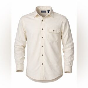 Lands’ End Cream Chamois Flannel Shirt Men’s M Made In USA Cotton Workwear